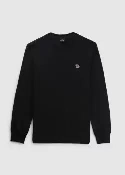 Image of Paul Smith Mens Regular Fit Ls Zebra T-Shirt In Black