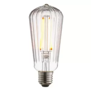 Image of LED Filament Lamp Bulb 4W E27 LED Clear Ribbed Glass Pear 2200k Warm White