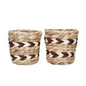 Image of Kitchencraft Set Of 2 Water Hyacinth Planters With Chevron Design