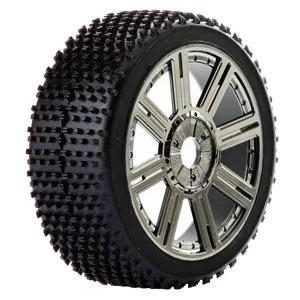 Image of Fastrax 1:8 Cuboid Mounted On 8-Spoke Black Chrome (Pr)