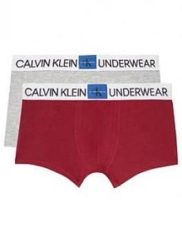 Image of Calvin Klein Boys 2 Pack Logo Waistband Boxer - Red/Grey