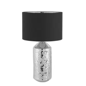 Image of Olsen Honeycomb Textured Metallic Ceramic Table Lamp Silver/Black