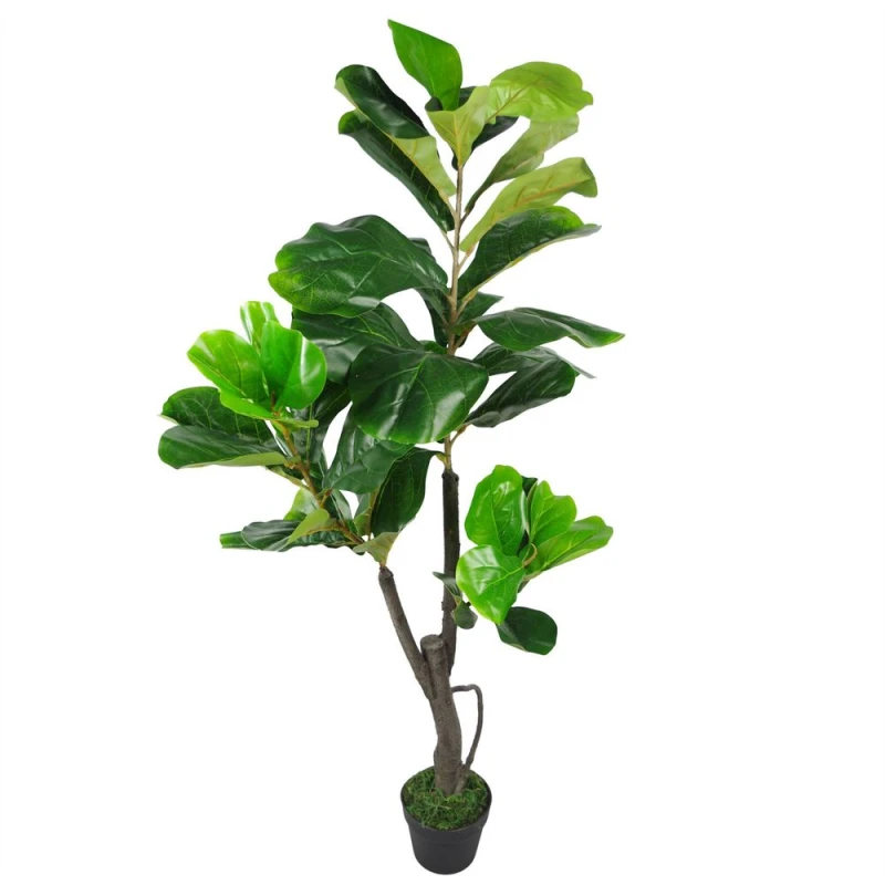 Image of Leaf Design 120cm (4ft) Large Artificial Fiddle Fig Tree Ficus Lyrata Plant
