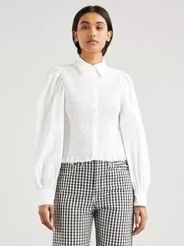 Image of Levis Cotton Puff Sleeve Blouse - White Size M Women