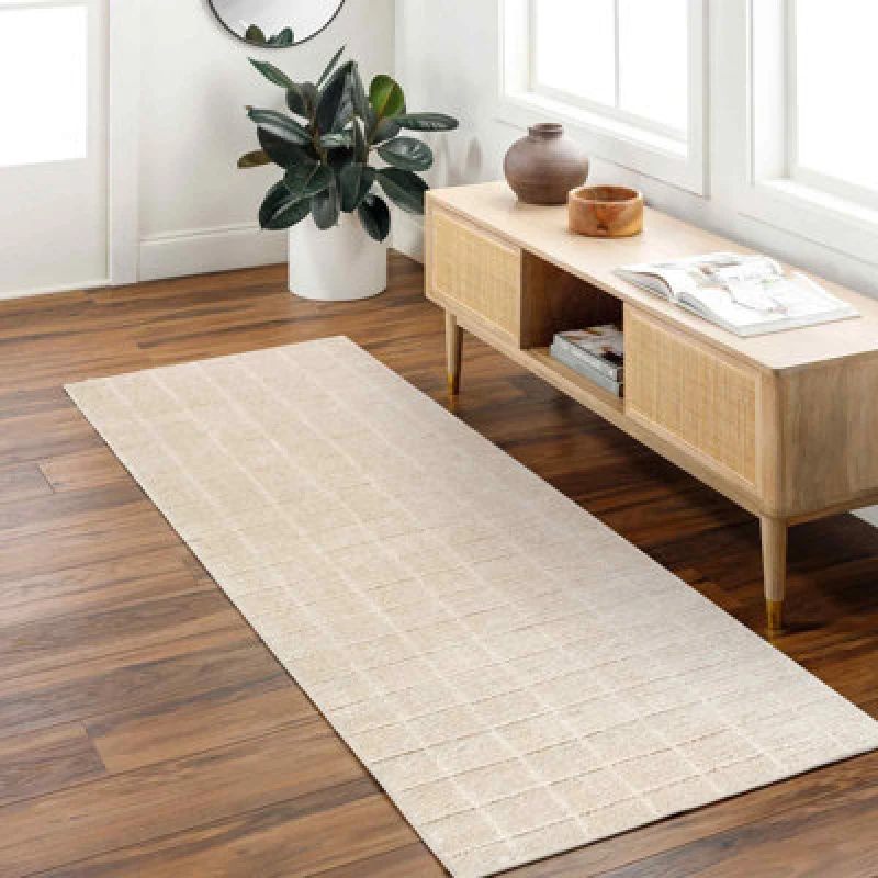 Image of Our Pnw Home X Livabliss Scandi High Pile Light Beige/light Brown Cascade Runner Rug 80 X 220 Cm - Easy Care, Ideal For Hallway