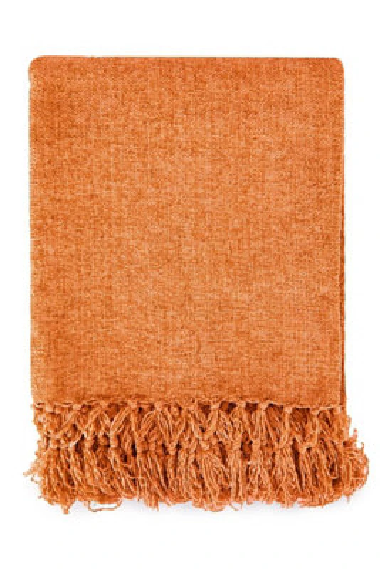 Image of Emma Barclay Darcy Tassel Blanket/throw For Sofa Chair Bed Burnt Orange 150X200Cm