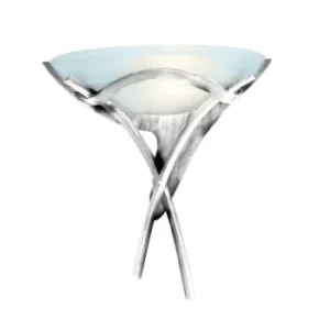 Image of 1 Light Indoor Wall Uplighter Antique Silver with Alabaster Glass, E27