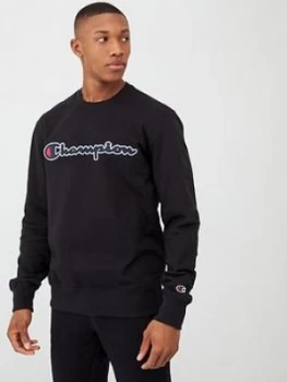 Image of Champion Logo Crew Neck Sweatshirt - Black