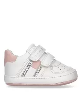 Image of Tommy Hilfiger Baby Flag Low Cut Velcro Shoe - White/pink, White/Pink, Size 2 Younger