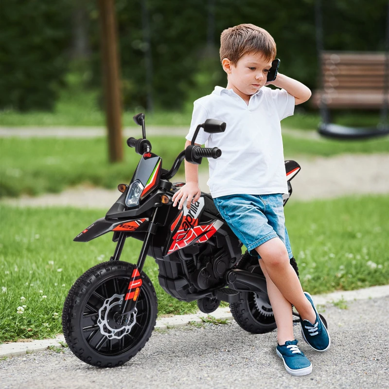 Image of AIYAPLAY 12V Kids Motorbike Aprilia Licenced with Training Wheels Red