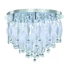 Image of Spindle LED 9 Light Flush Ceiling Light Chrome and Glass with Remote, G9