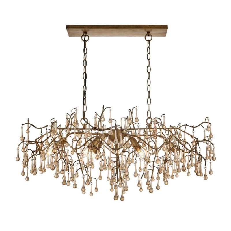 Image of Rimini Pendant Ceiling Light Aged Gold Paint, Champagne Lustre Glass