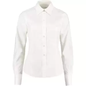 Image of Kustom Kit Ladies Workwear Oxford Long Sleeve Shirt (18) (White)