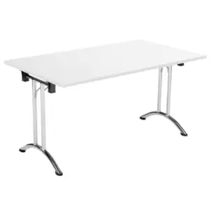 Image of One Union Folding Table 1400 X 700 Chrome Frame White Rectangular Top