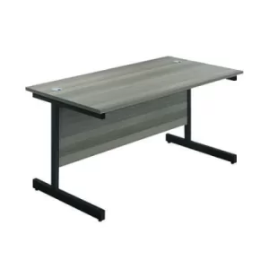 Image of Jemini Rectangular Single Upright Cantilever Desk 1400x800x730mm Grey Oak/Black KF810759