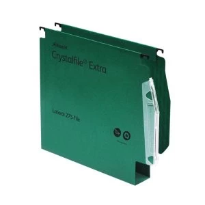 Image of Rexel Crystalfile Extra 275 50mm Polypropylene Square Base Lateral File Green Pack of 25
