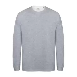 Image of Skinnifit Mens Drop Shoulder Slogan Top (L) (Heather Grey)