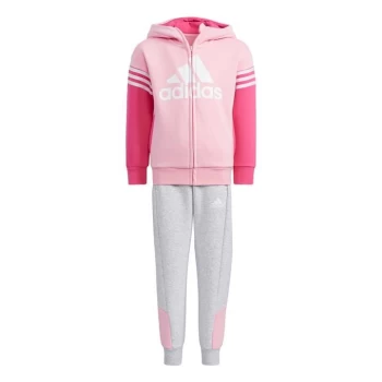 Image of adidas Badge of Sport Fleece Set Kids - Light Pink / Light Grey Heathe