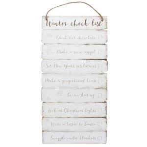 Image of Winter checklist Wooden Wall Sign
