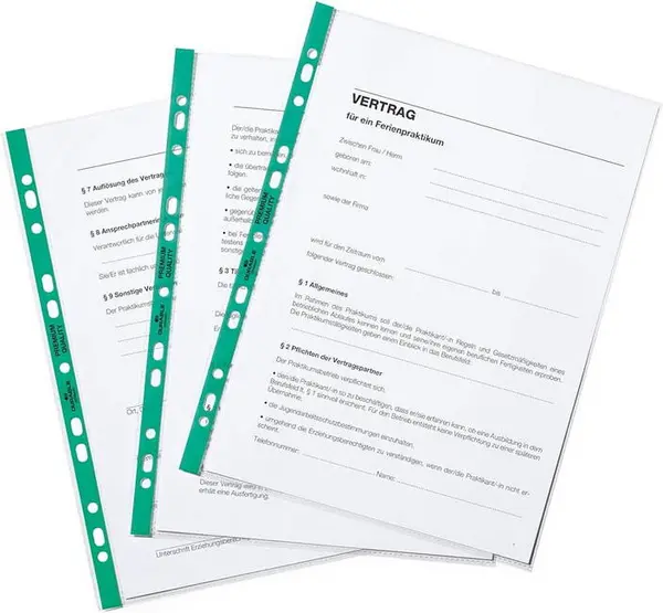 Image of ValueX A4 Glass Clear 60 micron Punched Pocket With Green Reinforcing Strip (Pack 100) - 8020614