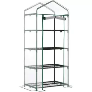 Image of Outsunny - Portable 4-Tier Mini Greenhouse Plant Grow House Shed w/ Clear Cover - Green