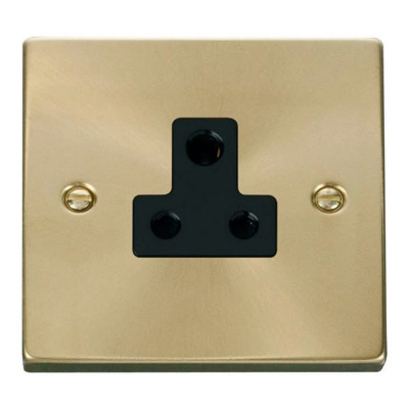 Image of SE Home Satin / Brushed Brass 1 Gang 5A Round Pin Socket Gold
