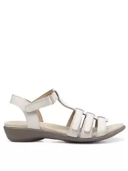 Image of Hotter Sol Wide Fitting Strappy Leather Sandal - Ivory, Beige, Size 9, Women