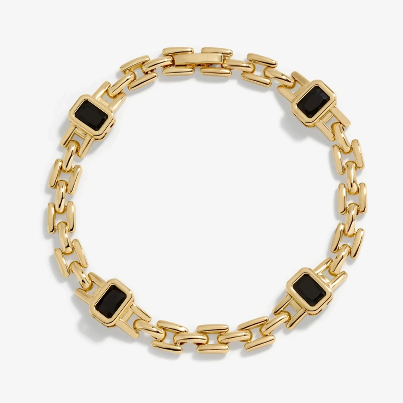 Image of Jon Richard Gold Plated And Jet Cubic Zirconia Polished Bracel Jewellery Sets One Size Gold 72196810000