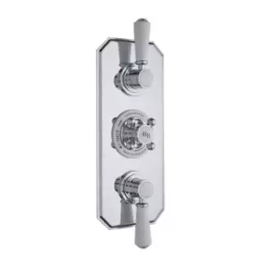 Image of Hudson Reed Triple Thermostatic Concealed Shower Valve - Chrome/White