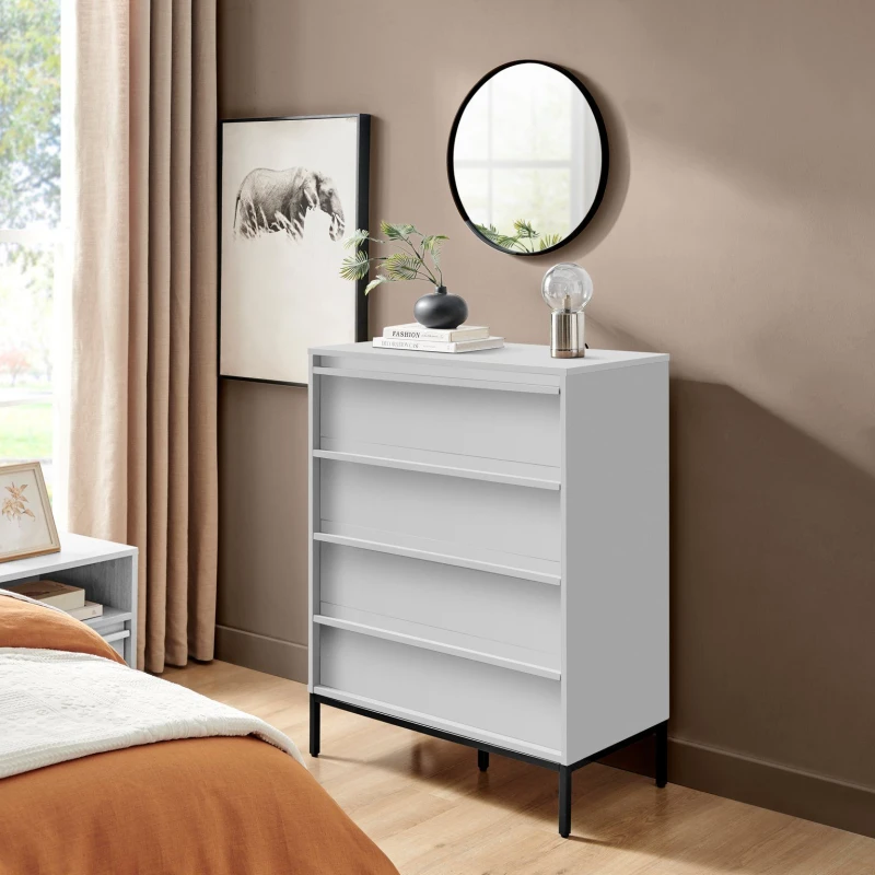 Image of FurnitureboxUK FurnitureboxUK Svit Wooden Chest of 4 Drawers in Off White Off White One Size Unisex 5060661187675