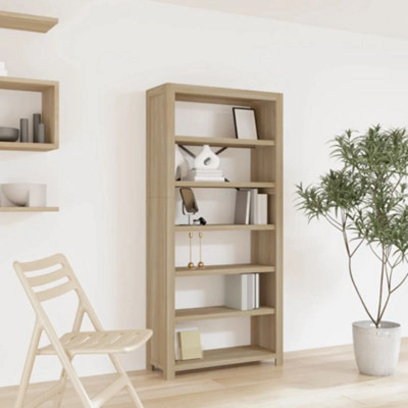 Image of Vidaxl 6-Tier Bookcase 80X30X170 Cm Solid Wood Acacia