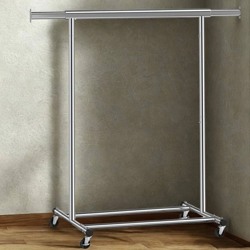Image of Pirlo Plush Heavy Duty Extendable Metal Clothes Rail With Wheels Silver Silver Unisex