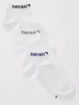 Image of Emporio Armani Bodywear 3 Pack Trainer Liner Socks, White, Size S/M, Men