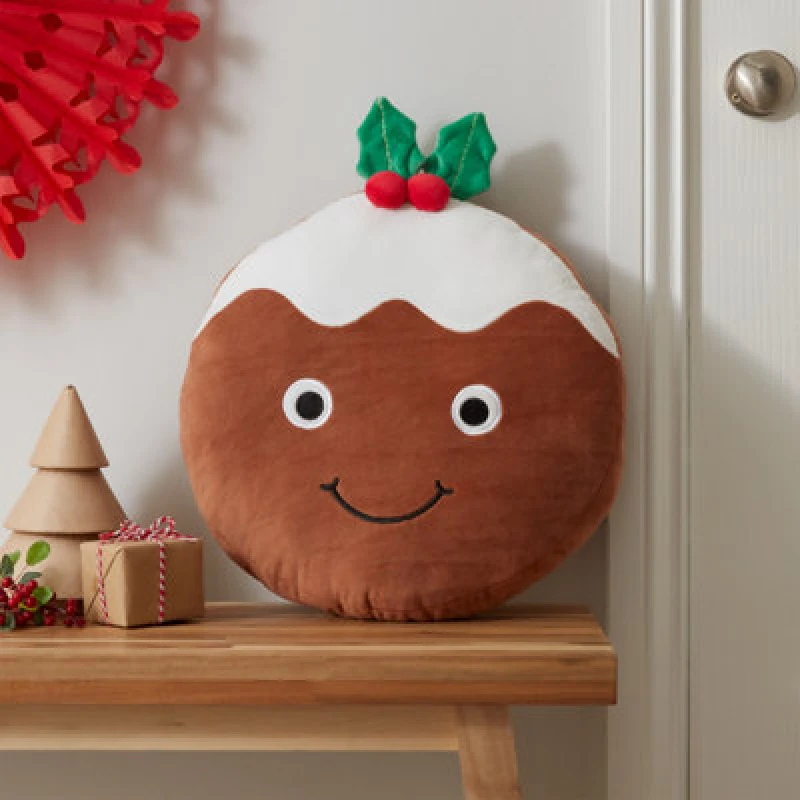 Image of Catherine Lansfield Christmas Pudding 3D 38cm x 38cm Filled Cushion Brown