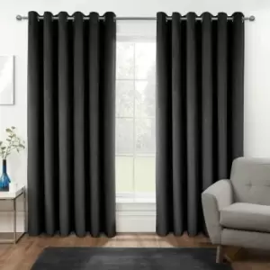 Image of Thermal 100% Blackout Grey Velvet Curtains, 168 x 229cm (66 x 90) - Grey - Homescapes