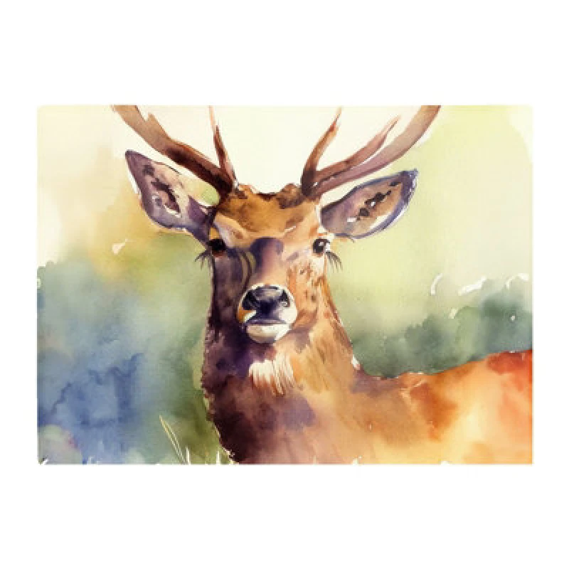 Image of Warren Reed Designer Splendid Stag Watercolour Glass Chopping Board