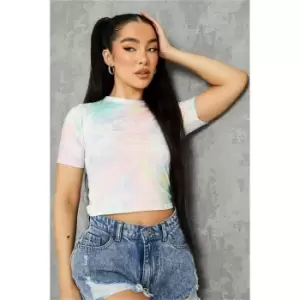 Image of I Saw It First Tie Dye Fitted Cotton Crop T-Shirt - Multi