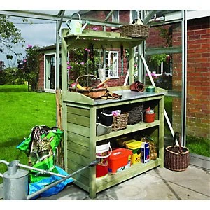 Image of Rowlinson Timber Potting Station with Shelves 3 x 2 ft