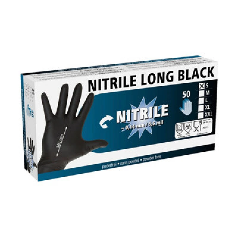 Image of Battles Nitrile Disposable Gloves (Pack Of 50) Black (M)