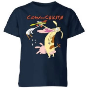 Image of Cow and Chicken Characters Kids T-Shirt - Navy - 7-8 Years - Navy