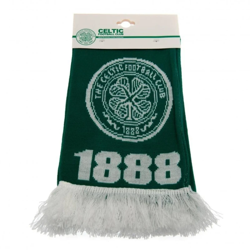 Image of Celtic FC Mens Acrylic Jacquard Knit Scarf - Official Licensed Product in Green Green Male One Size