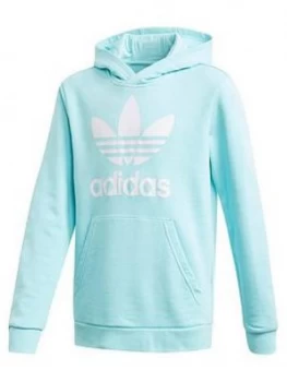 Image of Boys, adidas Originals Childrens Trefoil Hoodie - Light Blue, Size 7-8 Years