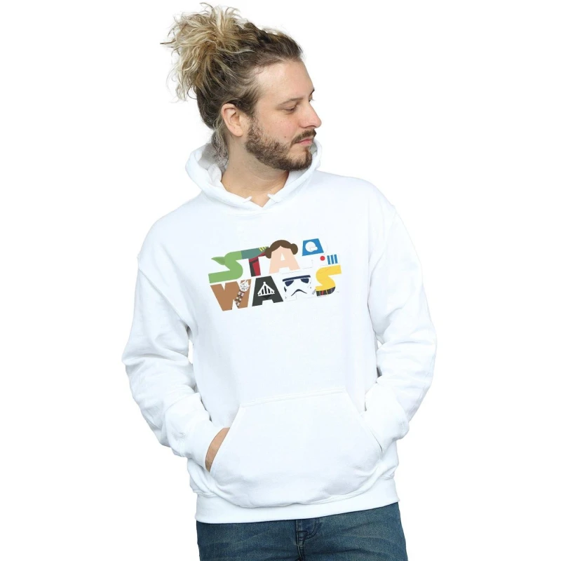 Image of Star Wars Star Wars Men Character Logo Hoodie in White Size: Small White S Male 5059308833082