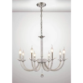 Image of Suspension Elena 8 Bulbs polished chrome / crystal