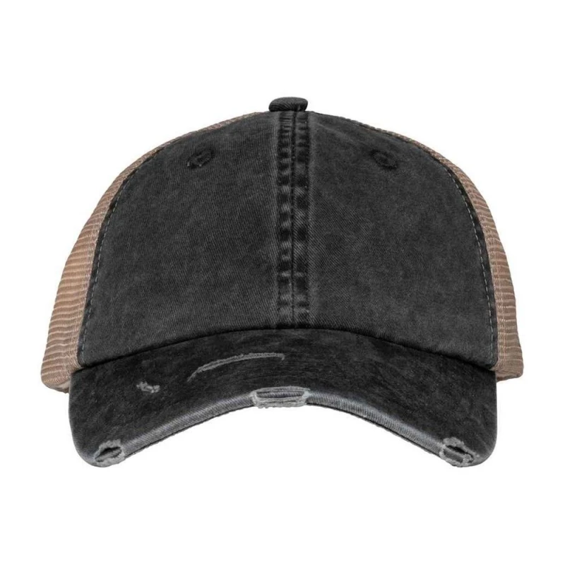Image of Native Spirit Mens Destroy Washed Trucker Cap in Black Male One Size