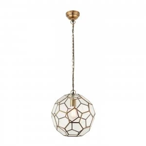 Image of 1 Light Spherical Ceiling Pendant Antique Brass, Glass, E27