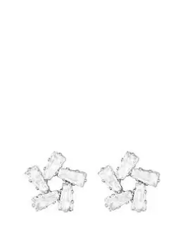Image of Jon Richard Rhodium Plated Cubic Zirconia Baguette Stud Starburst Earrings