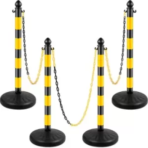 Image of VEVOR Plastic Stanchion, 4pcs Chain Stanchion, Outdoor Stanchion with 4 x 39" Long Chains, PE Plastic Crowd Control Barrier for Warning Crowd Control