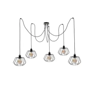 Image of Soho Cluster Pendant Ceiling Light Wood, 5x E27