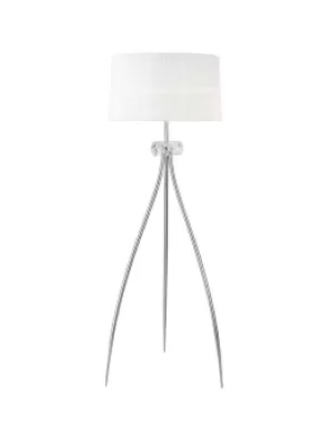 Image of Loewe Floor Lamp 3 Light E27, Polished Chrome with White Shade